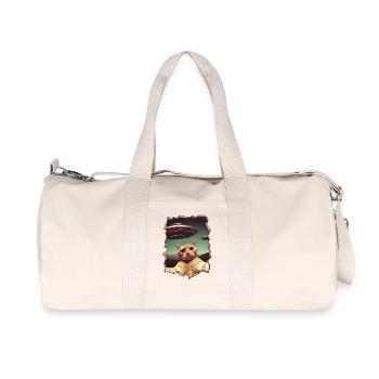 Funny Cut Out Cat Selfie UFO 3D Effect - Recycled Canvas Sports Bag by Stanley/Stella - natural - Front