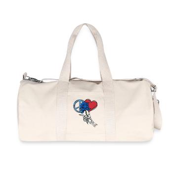 Paix, Fleur, Coeur, Squelette, Mort, Paix Mondiale - Sac de sport en toile recyclée Stanley/Stella - blanc naturel - Devant
