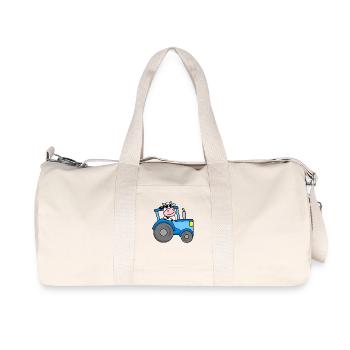 Kuh Traktor Bauernhof - Recycelte Canvas-Sporttasche von Stanley/Stella - Naturweiß - Vorne