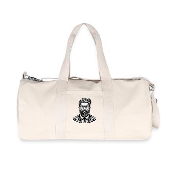 Stylish Male Bearded Portrait Illustration - Recycled Canvas Sports Bag by Stanley/Stella - natural - Front