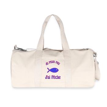 HUMOUR. POISSON. JE PEUX PAS. PÊCHE - Sac de sport en toile recyclée Stanley/Stella - blanc naturel - Devant