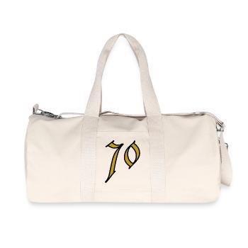 70. 70 JAHRE. 70. JAHRESTAG. 70-JÄHRIGES JUBILÄUM. - Recycelte Canvas-Sporttasche von Stanley/Stella - Naturweiß - Vorne