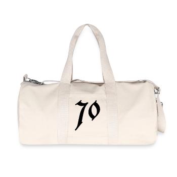 70. 70 JAHRE. 70. JAHRESTAG. 70-JÄHRIGES JUBILÄUM. - Recycelte Canvas-Sporttasche von Stanley/Stella - Naturweiß - Vorne