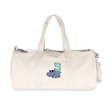5th Birthday Motif Hippopotamus - Five Years Old - Recycled Canvas Sports Bag by Stanley/Stella - natural - Front