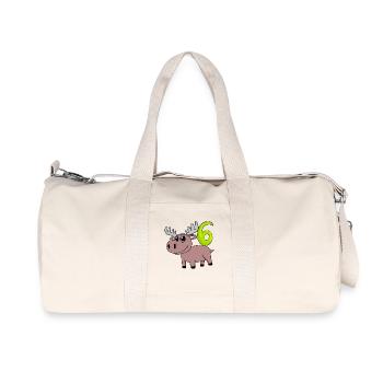 6th Birthday Motif Moose - Six Years Old - Recycled Canvas Sports Bag by Stanley/Stella - natural - Front