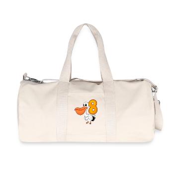 8th Birthday Motif Pelican - Eight Years Old - Recycled Canvas Sports Bag by Stanley/Stella - natural - Front