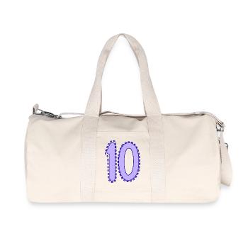 10. 10 JAHRE. 10. JAHRESTAG. 10-JÄHRIGES JUBILÄUM. - Recycelte Canvas-Sporttasche von Stanley/Stella - Naturweiß - Vorne