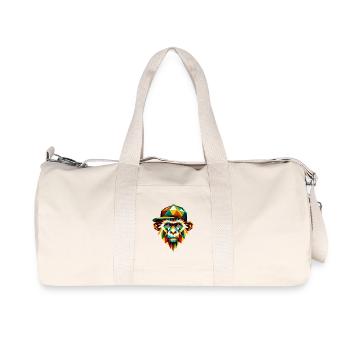 Geometric Monkey Art Cool Colorful Hipster Design - Recycled Canvas Sports Bag by Stanley/Stella - natural - Front