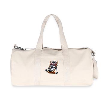 Cooles Zebra auf Schaukel mit Sonnenbrille - Recycelte Canvas-Sporttasche von Stanley/Stella - Naturweiß - Vorne