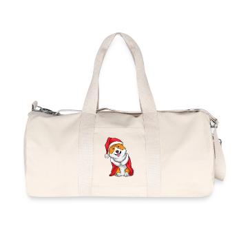 Chapeau de Noël Corgi Noël - Sac de sport en toile recyclée Stanley/Stella - blanc naturel - Devant