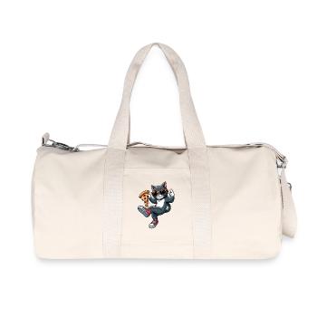 Chat dansant pizza cool amateur de pizza dessin animé - Sac de sport en toile recyclée Stanley/Stella - blanc naturel - Devant
