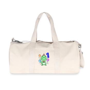1 an - inscription à l’école - dinosaure motif dinosaure Dino - Sac de sport en toile recyclée Stanley/Stella - blanc naturel - Devant