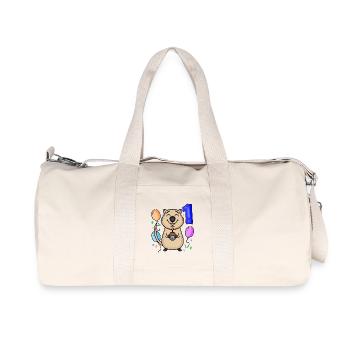 1 year old - School enrollment - Quokka motif - Recycled Canvas Sports Bag by Stanley/Stella - natural - Front