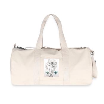 Minimalist Botanical Line Art – Elegant Flower Art - Recycled Canvas Sports Bag by Stanley/Stella - natural - Front