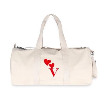 Lettre v cœur rouge - Sac de sport en toile recyclée Stanley/Stella - blanc naturel - Devant