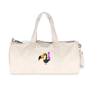 Zahl 1 Nummer Eins - Tukane Vogel Motiv - Recycelte Canvas-Sporttasche von Stanley/Stella - Naturweiß - Vorne