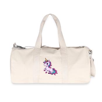 Vibrant Pink Unicorn Design - Recycled Canvas Sports Bag by Stanley/Stella - natural - Front