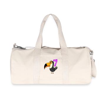 7th Birthday Motif Toucans Bird - 7 Years Old - Recycled Canvas Sports Bag by Stanley/Stella - natural - Front