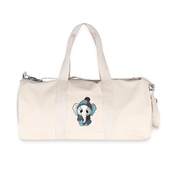 Niedlicher Elefant mit Schal und Pudelmütze. - Recycelte Canvas-Sporttasche von Stanley/Stella - Naturweiß - Vorne