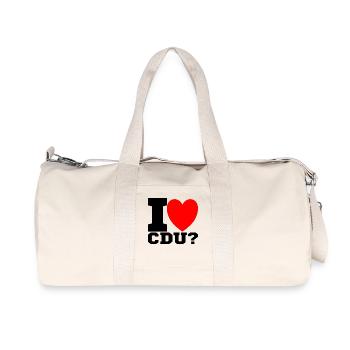 I love CDU - Recycelte Canvas-Sporttasche von Stanley/Stella - Naturweiß - Vorne