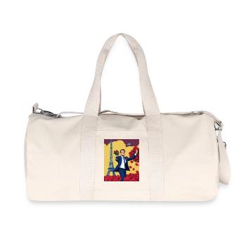 macron, t-shirt humour, cadeau homme, femme, fleur - Sac de sport en toile recyclée Stanley/Stella - blanc naturel - Devant