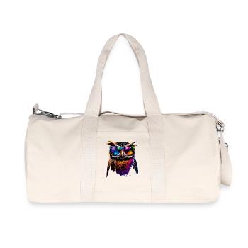 Owl Colorful Rainbow Colors Owl Owl Owl Owl Owl - Recycled Canvas Sports Bag by Stanley/Stella - natural - Front