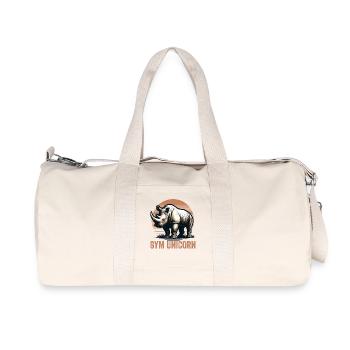 Gym Unicorn Rhino Rhinoceros Safari Vintage - Recycled Canvas Sports Bag by Stanley/Stella - natural - Front