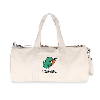 Veganosaurus Vegan Dinosaur Pun - Recycled Canvas Sports Bag by Stanley/Stella - natural - Front