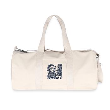 Funny Cat Christmas Retro Vintage Style - Recycled Canvas Sports Bag by Stanley/Stella - natural - Front