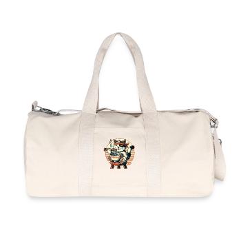 Eating ramen, happy cat - Recycled Canvas Sports Bag by Stanley/Stella - natural - Front
