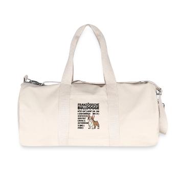 Französische Bulldogge Hund Mops - Recycelte Canvas-Sporttasche von Stanley/Stella - Naturweiß - Vorne