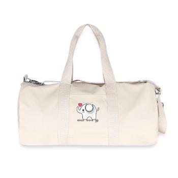 Petit éléphant mignon avec de l’amour et du cœur - Sac de sport en toile recyclée Stanley/Stella - blanc naturel - Devant