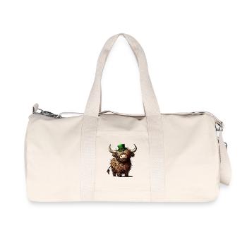Irish Highland Cow Rustic St. Patrick's Day Design - Recycled Canvas Sports Bag by Stanley/Stella - natural - Front