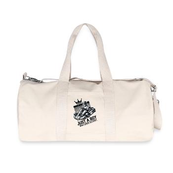 Un garçon qui aime les courses de karting - Sac de sport en toile recyclée Stanley/Stella - blanc naturel - Devant