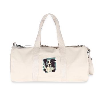 Border Collie - Recycelte Canvas-Sporttasche von Stanley/Stella - Naturweiß - Vorne