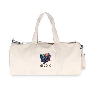 Alte Schatztruhe – YES OPEN ME Cartoon - Recycelte Canvas-Sporttasche von Stanley/Stella - Naturweiß - Vorne