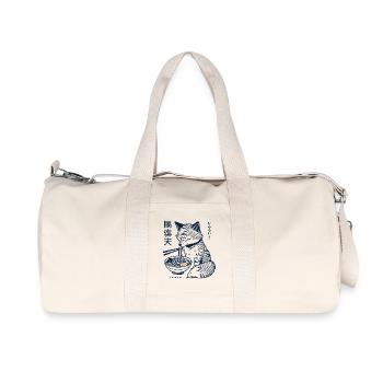 Kitsune Ramen Noodles Kawaii Retro Ukiyo-e Fox - Recycled Canvas Sports Bag by Stanley/Stella - natural - Front