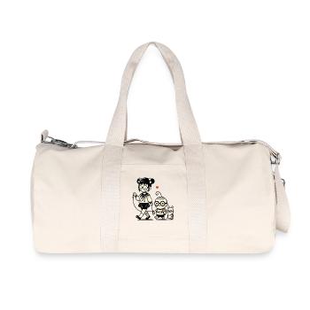japanisches Schulmädchen, kleiner Brudermit Hund - Recycelte Canvas-Sporttasche von Stanley/Stella - Naturweiß - Vorne