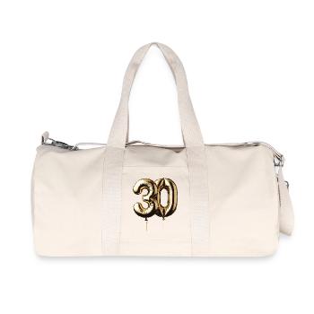 30 Years Gold Balloon Foil Balloon Gift - Recycled Canvas Sports Bag by Stanley/Stella - natural - Front