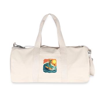 Strand Urlaub Meer Sommer Sonne Surfen Skelett Fun - Recycelte Canvas-Sporttasche von Stanley/Stella - Naturweiß - Vorne