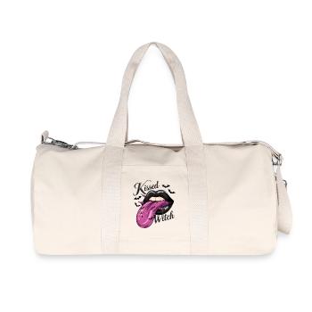 Geküsst von einer Hexe mit Fledermäusen und Magie - Recycelte Canvas-Sporttasche von Stanley/Stella - Naturweiß - Vorne