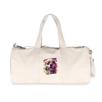 Golden retriever - Sac de sport en toile recyclée Stanley/Stella - blanc naturel - Devant