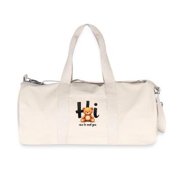 Cute teddy bear motif – children's fashion with a heart - Recycled Canvas Sports Bag by Stanley/Stella - natural - Front