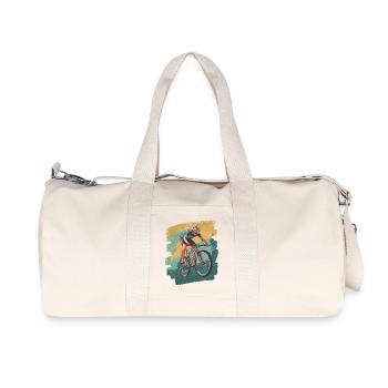 Mountain bikers Downhill Mountains Cycling - Recycled Canvas Sports Bag by Stanley/Stella - natural - Front