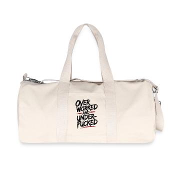 Edgy Overworked and Underfucked Graffiti Art - Recycled Canvas Sports Bag by Stanley/Stella - natural - Front