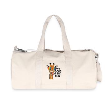 Giraffe with sunglasses and rainbow colors, - Recycled Canvas Sports Bag by Stanley/Stella - natural - Front