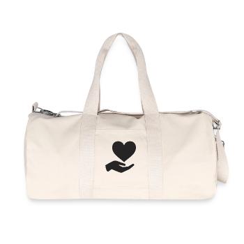 Heart in hand symbol of care - Recycled Canvas Sports Bag by Stanley/Stella - natural - Front