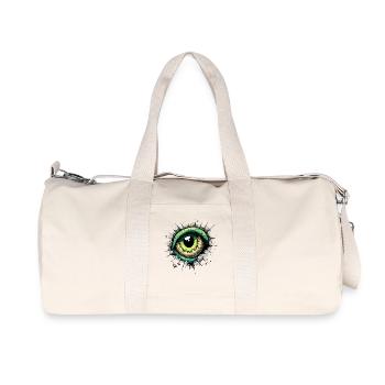 Monster eye peeking through the hole in the wall - Recycled Canvas Sports Bag by Stanley/Stella - natural - Front