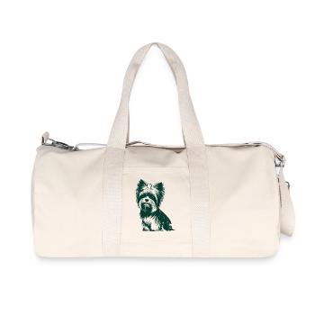 Yorkshire Terrier Silhouette Artwork for - Recycled Canvas Sports Bag by Stanley/Stella - natural - Front