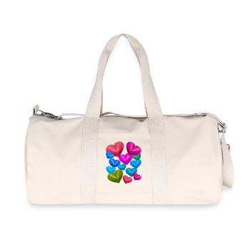 Colorful Hearts Heart Valentine's Day - Recycled Canvas Sports Bag by Stanley/Stella - natural - Front